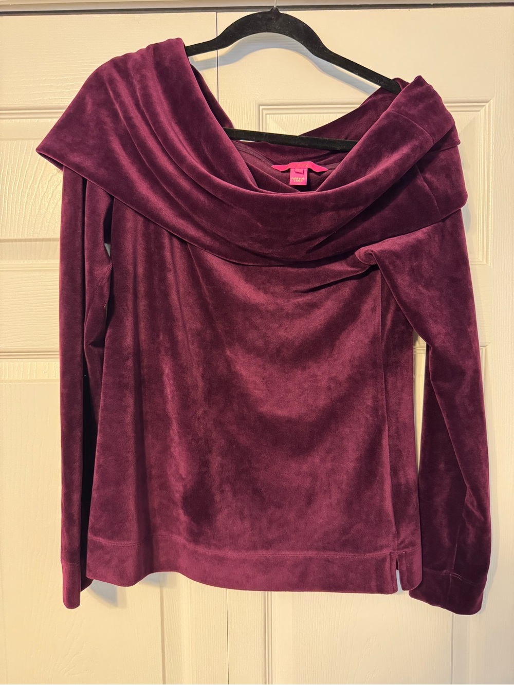 Lilly Pulitzer Off-Shoulder Velour Sweater - Plum